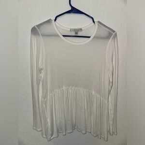 WHITE LONG SLEEVE PEPLUM TOP